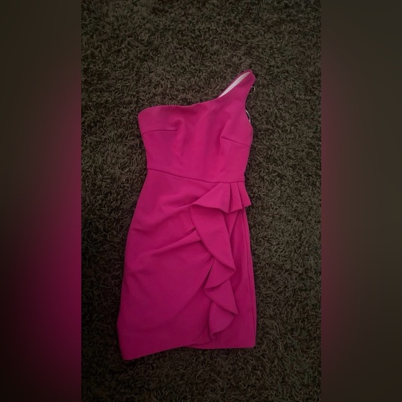 Hello Molly Backstage Passes Dress Hot Pink Womens S 4 Ruched Ruffle - Picture 8 of 12